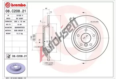 BREMBO Brzdov kotou COATED DISC LINE - 300 mm BRE 08.C208.21, 08.C208.21