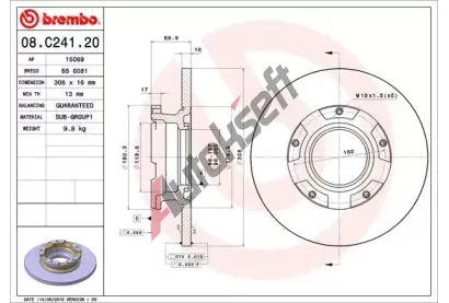 BREMBO Brzdov kotou - 308 mm BRE 08.C241.20, 08.C241.20