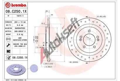 BREMBO Brzdov kotou XTRA LINE - 284 mm BRE 08.C250.1X, 08.C250.1X
