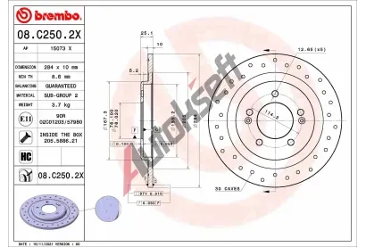 BREMBO Brzdov kotou XTRA LINE - 284 mm BRE 08.C250.2X, 08.C250.2X
