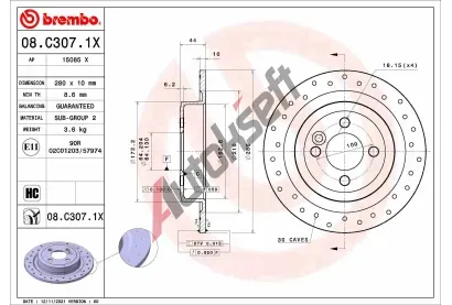 BREMBO Brzdov kotou XTRA LINE - 280 mm BRE 08.C307.1X, 08.C307.1X