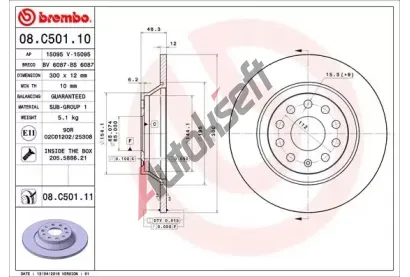 BREMBO Brzdov kotou COATED DISC LINE - 300 mm BRE 08.C501.11, 08.C501.11