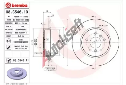 BREMBO Brzdov kotou COATED DISC LINE - 290 mm BRE 08.C546.11, 08.C546.11