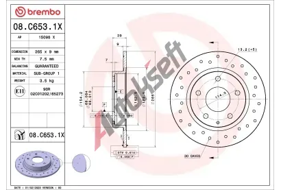 BREMBO Brzdov kotou XTRA LINE - 265 mm BRE 08.C653.1X, 08.C653.1X