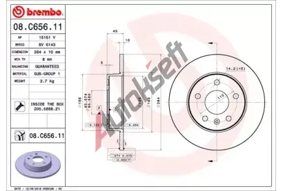 BREMBO Brzdov kotou COATED DISC LINE - 264 mm BRE 08.C656.11, 08.C656.11