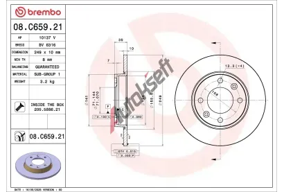 BREMBO Brzdový kotouč PRIME LINE - UV Coated BRE 08.C659.21, 08.C659.21 BREMBO Brzdový kotouč PRIME LINE - UV Coated BRE 08.C659.21, 08.C659.21