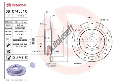 BREMBO Brzdový kotouč XTRA LINE - Xtra BRE 08.C745.1X, 08.C745.1X BREMBO Brzdový kotouč XTRA LINE - Xtra BRE 08.C745.1X, 08.C745.1X