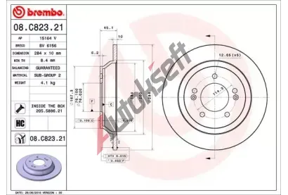 BREMBO Brzdov kotou COATED DISC LINE - 284 mm BRE 08.C823.21, 08.C823.21