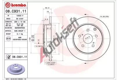 BREMBO Brzdov kotou COATED DISC LINE - 290 mm BRE 08.C931.11, 08.C931.11