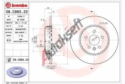 BREMBO Brzdový kotouč TWO-PIECE DISCS LINE - 300 mm BRE 08.C983.23, 08.C983.23  BREMBO Brzdový kotouč TWO-PIECE DISCS LINE - 300 mm BRE 08.C983.23, 08.C983.23