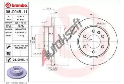 BREMBO Brzdov kotou COATED DISC LINE - 298 mm BRE 08.D045.11, 08.D045.11