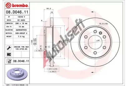BREMBO Brzdov kotou COATED DISC LINE - 298 mm BRE 08.D046.11, 08.D046.11