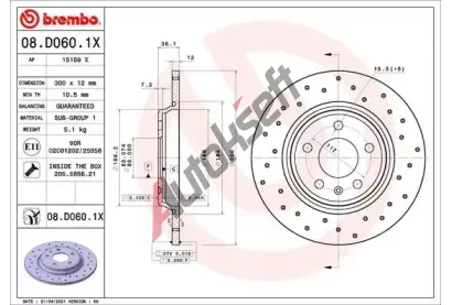 BREMBO Brzdov kotou XTRA LINE - 300 mm BRE 08.D060.1X, 08.D060.1X