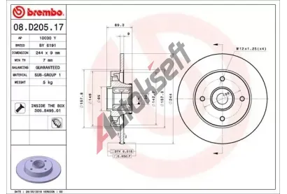 BREMBO Brzdov kotou s loiskem BEARING DISC LINE - 244 mm BRE 08.D205.17, 08.D205.17