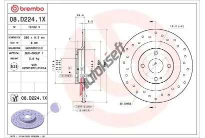 BREMBO Brzdový kotouč XTRA LINE - Xtra BRE 08.D224.1X, 08.D224.1X BREMBO Brzdový kotouč XTRA LINE - Xtra BRE 08.D224.1X, 08.D224.1X