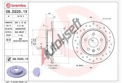 BREMBO Brzdov kotou XTRA LINE - 264 mm BRE 08.D225.1X, 08.D225.1X