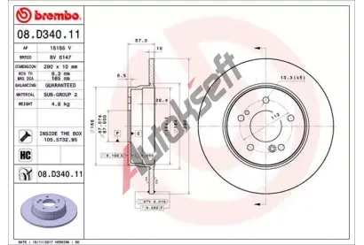 BREMBO Brzdov kotou COATED DISC LINE - 290 mm BRE 08.D340.11, 08.D340.11