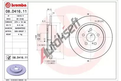 BREMBO Brzdov kotou COATED DISC LINE - 279 mm BRE 08.D416.11, 08.D416.11