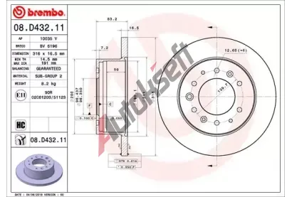 BREMBO Brzdov� kotou� COATED DISC LINE - 316 mm BRE 08.D432.11, 08.D432.11