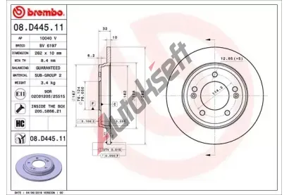BREMBO Brzdov kotou COATED DISC LINE - 262 mm BRE 08.D445.11, 08.D445.11