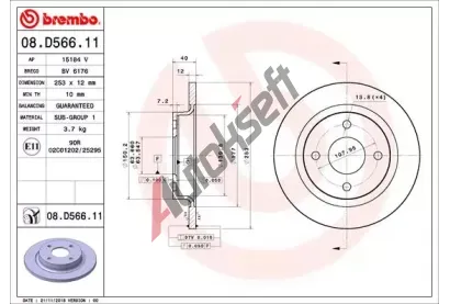 BREMBO Brzdov kotou COATED DISC LINE - 253 mm BRE 08.D566.11, 08.D566.11