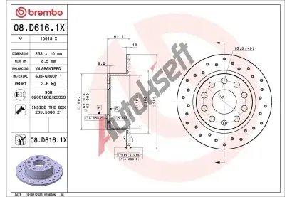 BREMBO Brzdov� kotou� XTRA LINE - Xtra BRE 08.D616.1X, 08.D616.1X