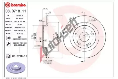BREMBO Brzdov kotou COATED DISC LINE - 282 mm BRE 08.D718.11, 08.D718.11