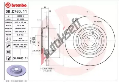 BREMBO Brzdový kotouč COATED DISC LINE - 320 mm BRE 08.D760.11, 08.D760.11  BREMBO Brzdový kotouč COATED DISC LINE - 320 mm BRE 08.D760.11, 08.D760.11