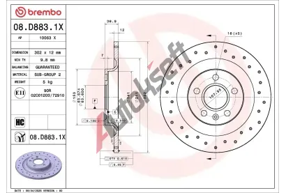 BREMBO Brzdov� kotou� XTRA LINE - Xtra BRE 08.D883.1X, 08.D883.1X