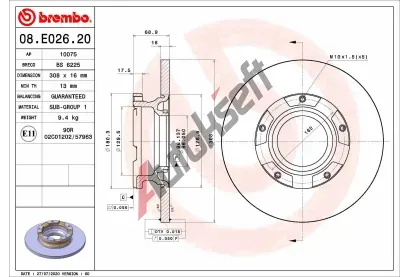 BREMBO Brzdov kotou - 308 mm BRE 08.E026.20, 08.E026.20