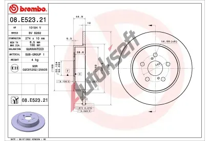BREMBO Brzdov kotou PRIME LINE - UV Coated - 274 mm BRE 08.E523.21, 08.E523.21