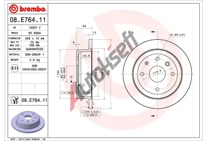 BREMBO Brzdov kotou PRIME LINE - UV Coated - 258 mm BRE 08.E764.11, 08.E764.11