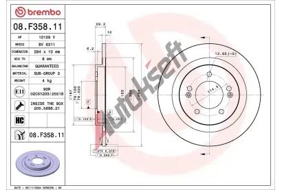 BREMBO Brzdov� kotou� PRIME LINE - UV Coated - 284 mm BRE 08.F358.11, 08.F358.11