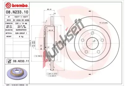 BREMBO Brzdov kotou COATED DISC LINE - 330 mm BRE 08.N233.11, 08.N233.11