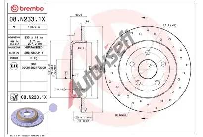 BREMBO Brzdov� kotou� XTRA LINE - Xtra BRE 08.N233.1X, 08.N233.1X