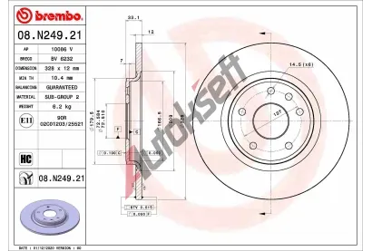 BREMBO Brzdov kotou COATED DISC LINE - 328 mm BRE 08.N249.21, 08.N249.21