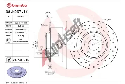 BREMBO Brzdov kotou XTRA LINE - 302 mm BRE 08.N267.1X, 08.N267.1X