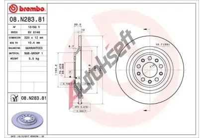 BREMBO Brzdov kotou COATED DISC LINE - 320 mm BRE 08.N283.81, 08.N283.81