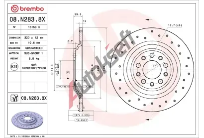 BREMBO Brzdov kotou XTRA LINE - Xtra BRE 08.N283.8X, 08.N283.8X