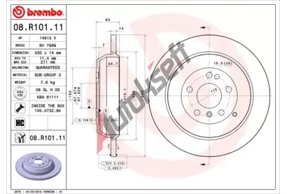 BREMBO Brzdov kotou COATED DISC LINE - 330 mm BRE 08.R101.11, 08.R101.11