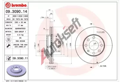 BREMBO Brzdov kotou COATED DISC LINE - 236 mm BRE 09.3090.11, 09.3090.11