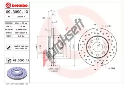 BREMBO Brzdov kotou XTRA LINE - 236 mm BRE 09.3090.1X, 09.3090.1X