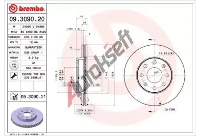 BREMBO Brzdov kotou COATED DISC LINE - 236 mm BRE 09.3090.21, 09.3090.21