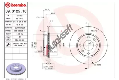 BREMBO Brzdový kotouč - 247 mm BRE 09.3125.10, 09.3125.10 BREMBO Brzdový kotouč - 247 mm BRE 09.3125.10, 09.3125.10