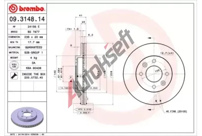 BREMBO Brzdov kotou - 238 mm BRE 09.3148.14, 09.3148.14