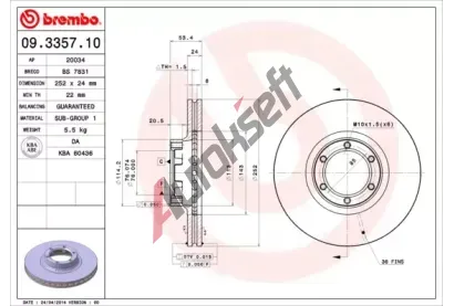 BREMBO Brzdov kotou - 252 mm BRE 09.3357.10, 09.3357.10