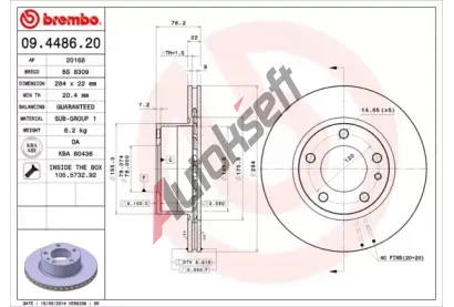BREMBO Brzdov kotou - 284 mm BRE 09.4486.20, 09.4486.20
