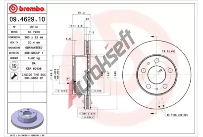 BREMBO Brzdov kotou - 263 mm BRE 09.4629.10, 09.4629.10