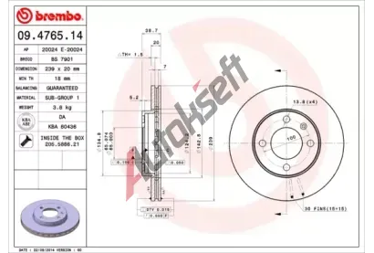 BREMBO Brzdov kotou - 239 mm BRE 09.4765.14, 09.4765.14