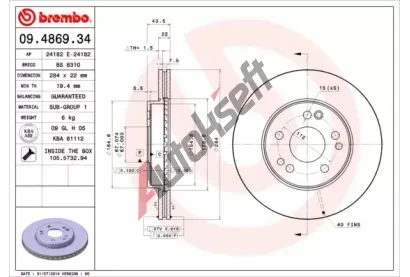 BREMBO Brzdov kotou - 284 mm BRE 09.4869.34, 09.4869.34